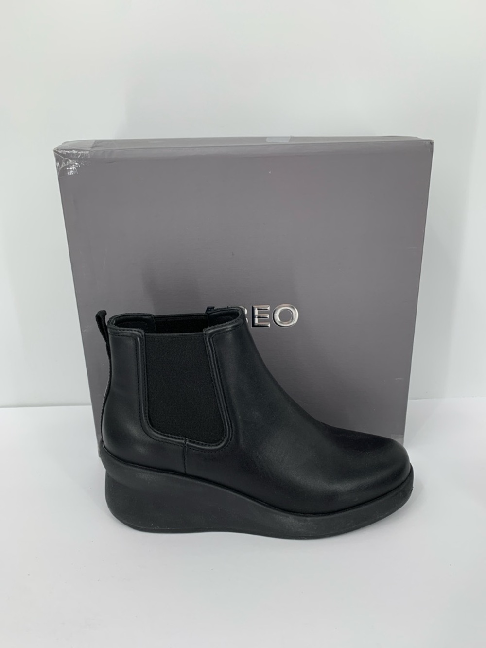 ABEO Passage Chelsea boots ankle black leather comfort wedge slip-on new 7.5